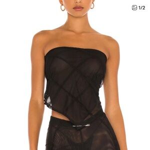 REVOLVE SAMI MIRO VINTAGE Open Seam Scarf Top in Black Sz XS/ Small